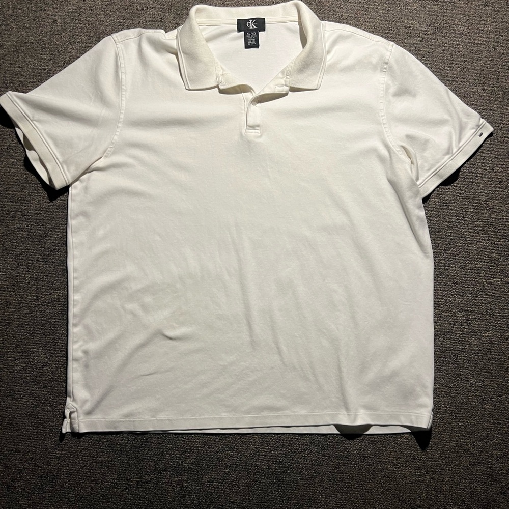 Calvin Klein White Polo Shirt Classic Short-Sleeved Style
